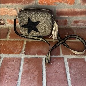 EUC Moyna Black Star Glitter Crossbody Bag